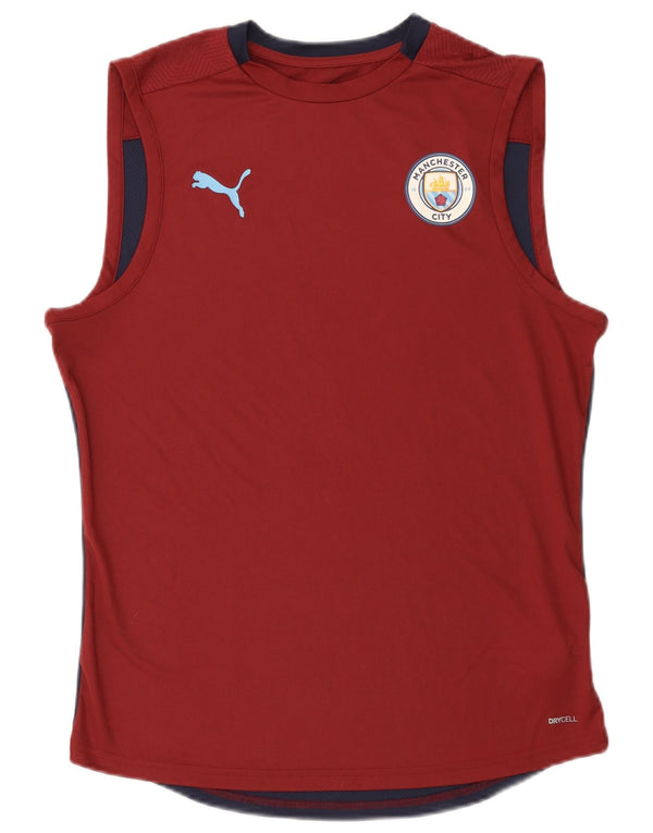 Puma Mens Manchester City Vest Top Large Burgundy Colourblock Polyester