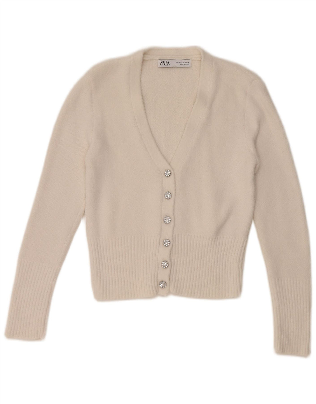 Suéter Zara Feminino Crop Cardigan Reino Unido 12 Médio Branco