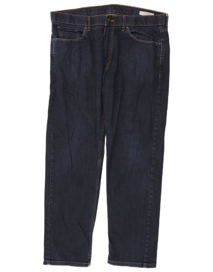 Jeans cônicos masculinos Marks & Spencer W36 L29 algodão azul marinho