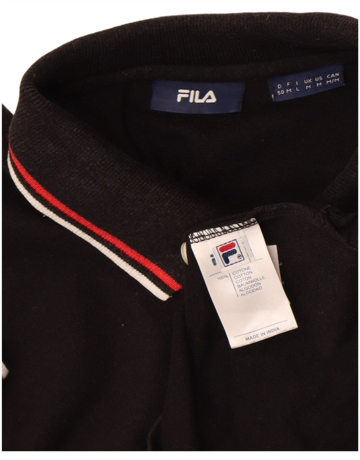 Camisa polo masculina Fila médio algodão preto