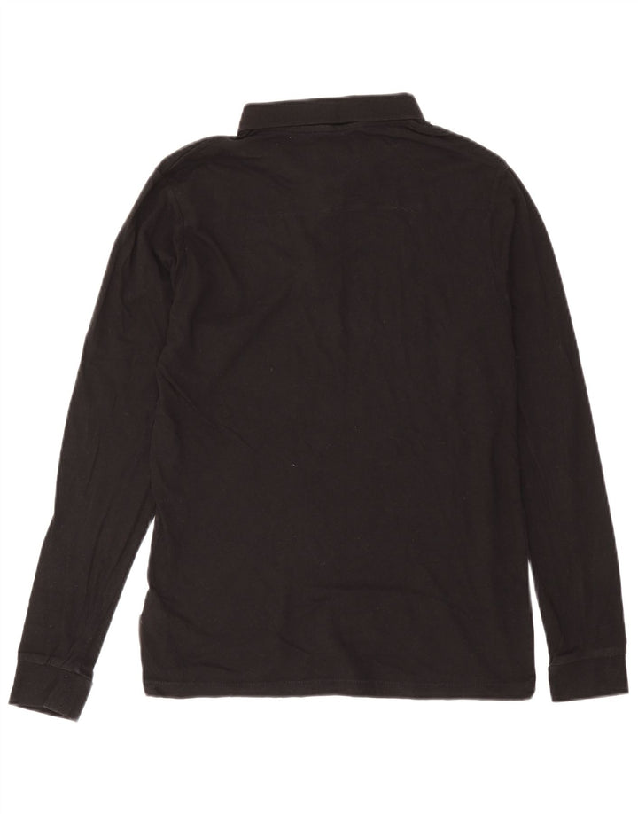 Camisa polo masculina de manga comprida French Connection algodão preto médio