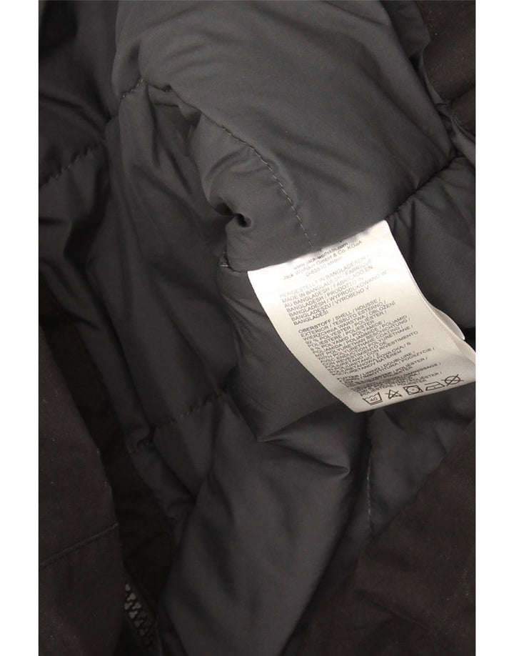 Casaco corta-vento feminino com capuz Jack Wolfskin Reino Unido 16 grande poliéster preto