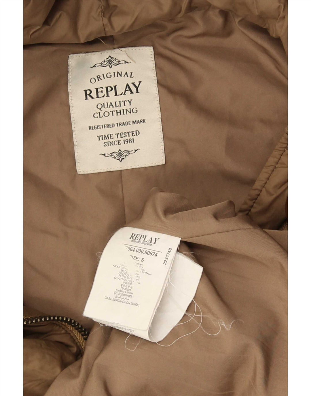 Replay Jaqueta Parka Feminina Oversized Com Capuz UK 10 Pequena Poliamida Marrom