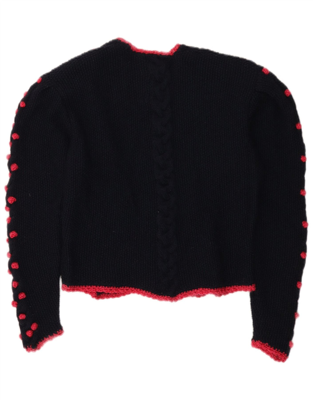 Suéter cardigã vintage feminino UK 14 azul marinho médio