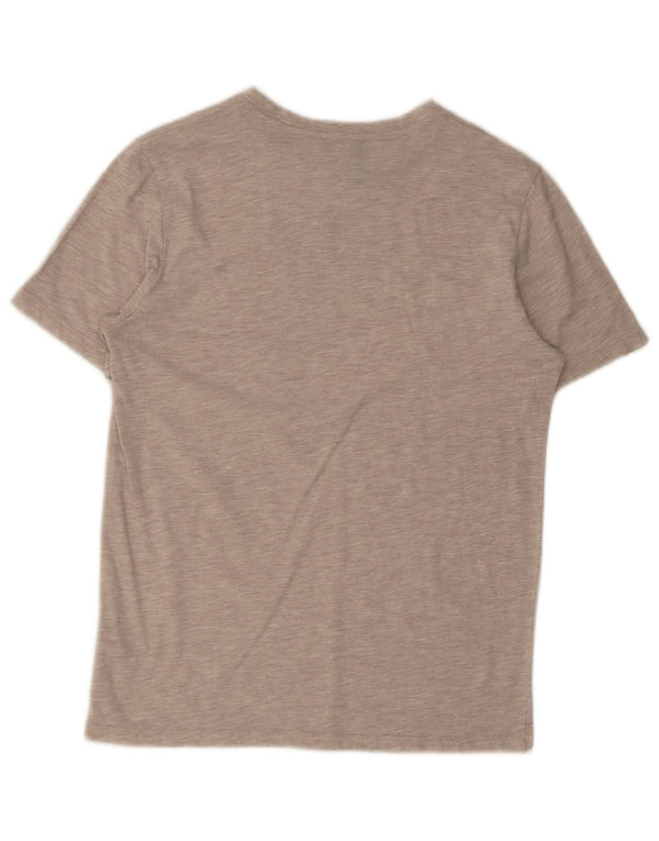 Camiseta feminina Reiss UK 14 algodão manchado bege médio