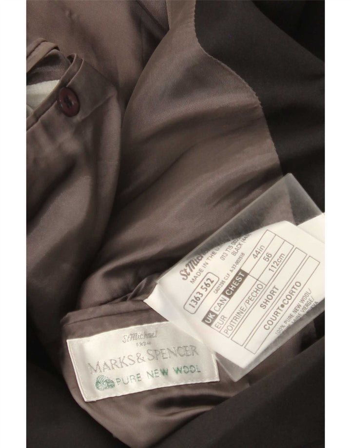 Jaqueta blazer masculina Marks & Spencer com peito duplo Reino Unido 44 XL preta de lã nova