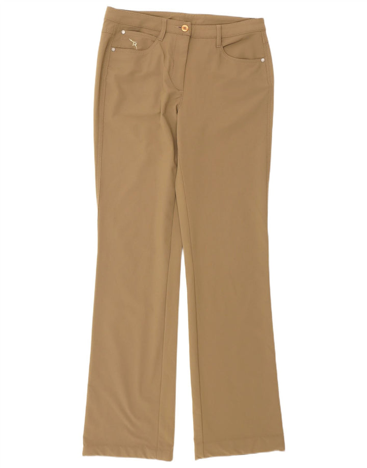 Calça casual feminina Chervo Bootcut IT 42 médio W28 L32 poliéster bege