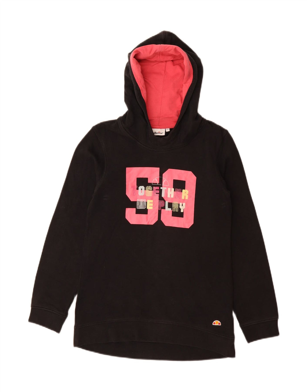 ELLESSE Suéter gráfico feminino com capuz 13-14 anos preto