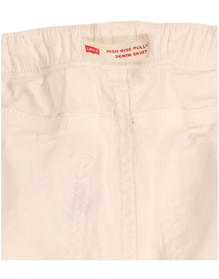 Saia jeans feminina de cintura alta Levi's W30 médio branco