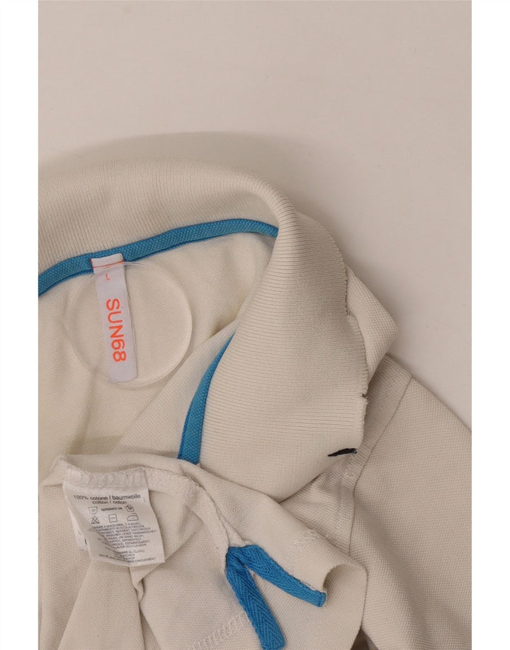 Camisa polo masculina Sun68 grande algodão branco