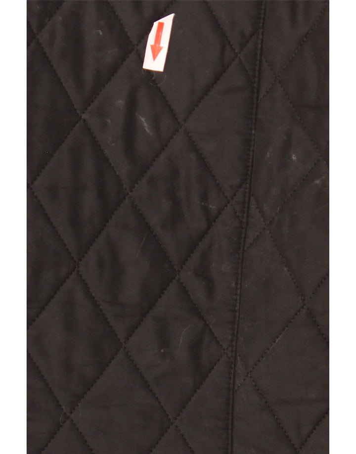 Jaqueta acolchoada militar feminina Barbour UK 14 grande poliéster preto