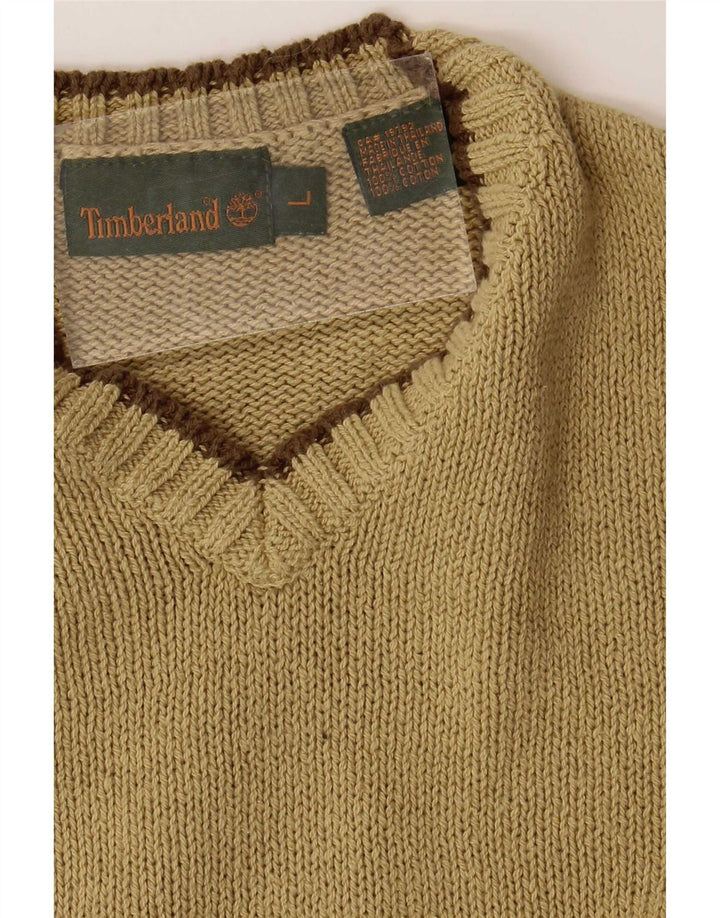 Suéter masculino Timberland com decote em V grande algodão verde