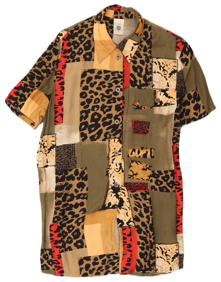 Novo Rápido camisa feminina vestido it 42 médio multicolorido retalhos viscose