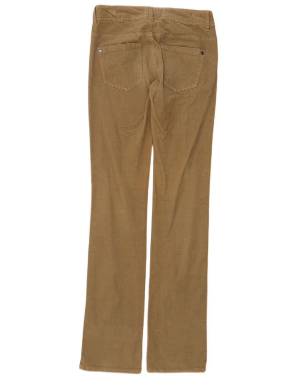 Calça feminina reta de veludo cotelê Max & Co. Reino Unido 6 XS W28 L35 algodão bege