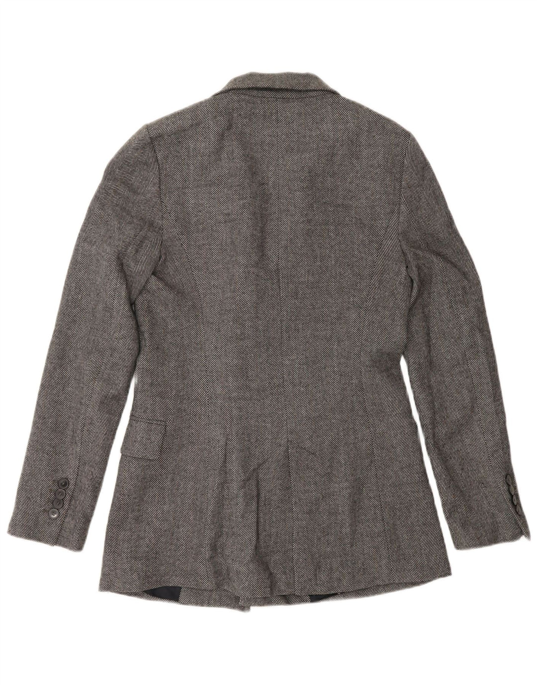 Jaqueta blazer feminina Zara com peito duplo Reino Unido 10 espinha de peixe cinza pequena