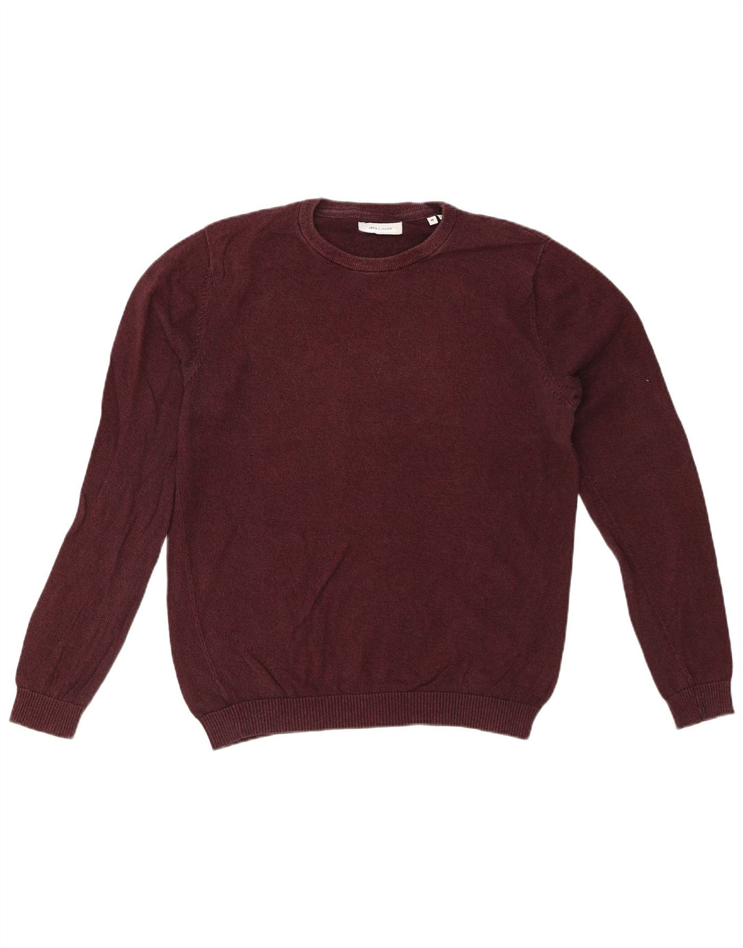JACK & JONES Mens Crew Neck Jumper Sweater Medium Burgundy Cotton
