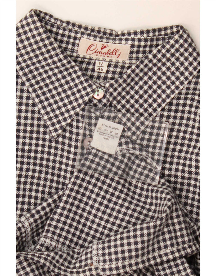 Camisa feminina vintage IT 46 grande algodão guingão preto