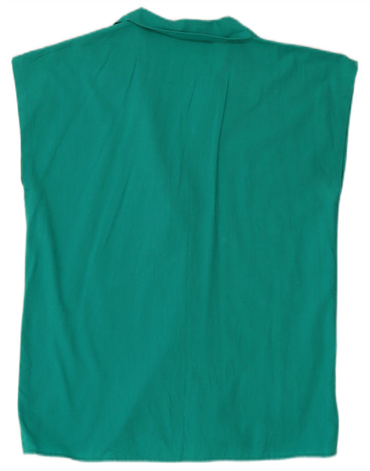 Blusa feminina VINTAGE sem mangas UK 12 turquesa média