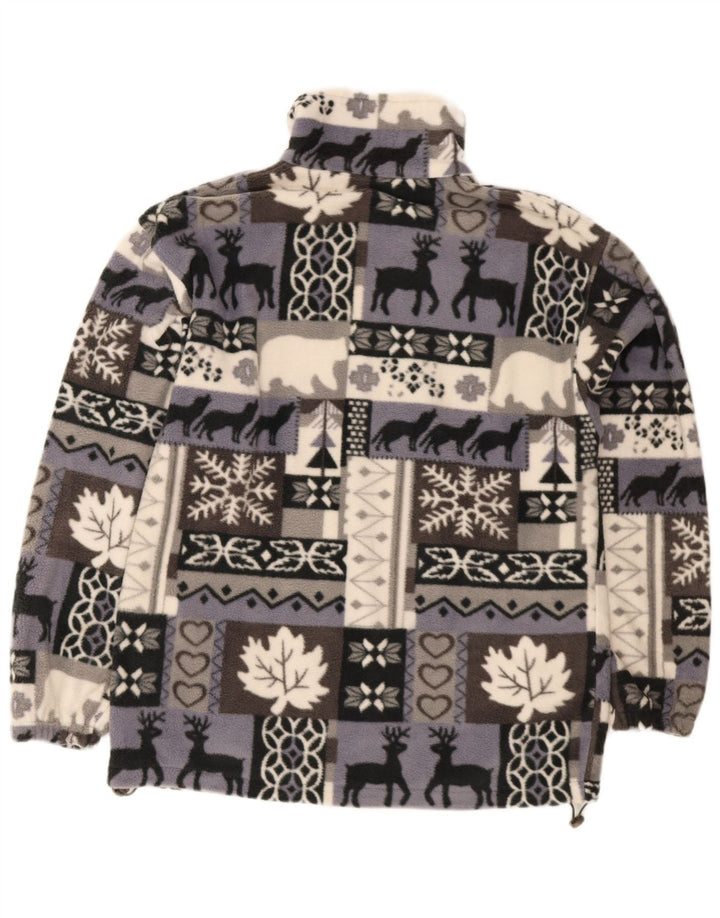 Jaqueta de lã masculina vintage Reino Unido 40 grande poliéster Grey Fair Isle