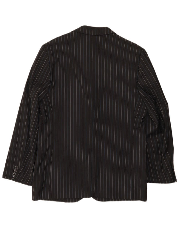 Jaqueta blazer masculina de 3 botões Peter & Sons IT 54 2XL lã listrada preta