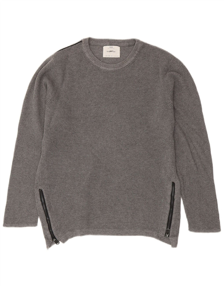 Suéter Zara Boys com gola redonda 9-10 anos algodão cinza