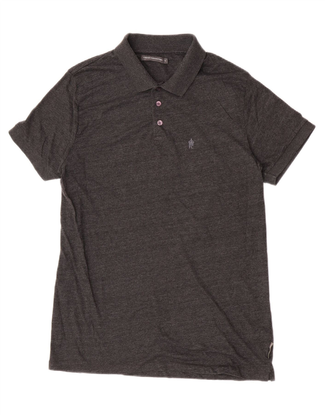 Camisa polo masculina XL da French Connection algodão manchado cinza