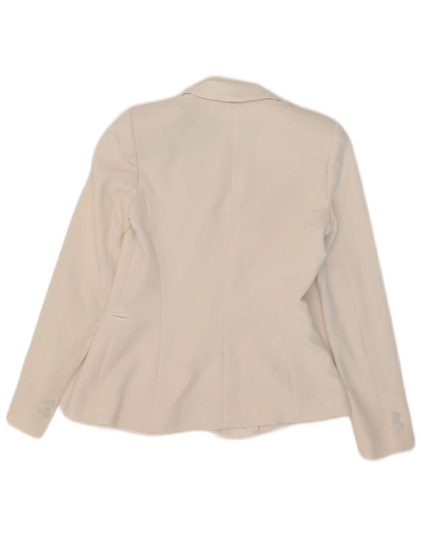 Jaqueta blazer feminina Zara com 1 botão Reino Unido 10 pequeno poliéster branco