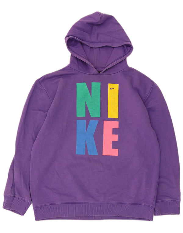Jumper com capuz gráfico Nike Girls 12-13 anos algodão roxo