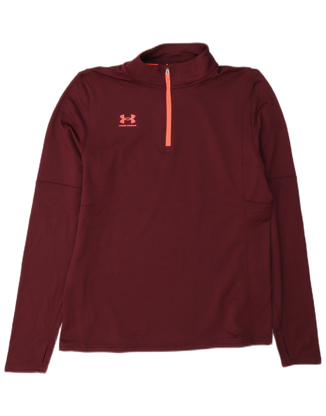Top feminino Under Armour com zíper e manga comprida Reino Unido 14 médio Borgonha