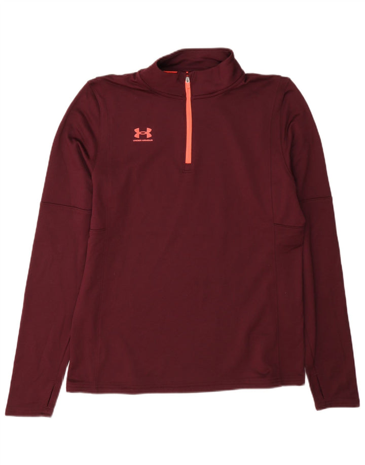 Top feminino Under Armour com zíper e manga comprida Reino Unido 14 médio Borgonha