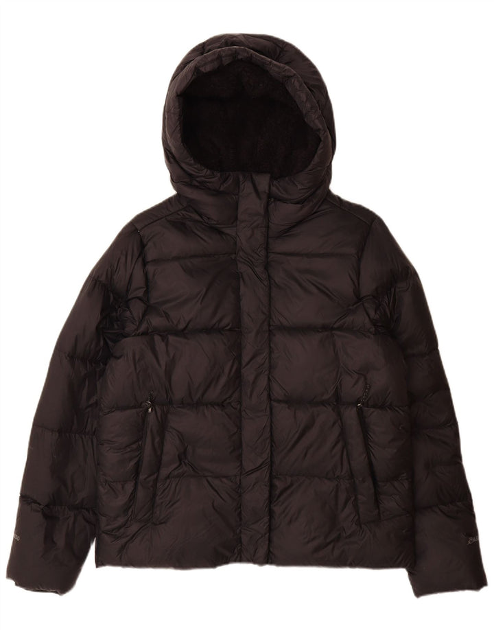 Jaqueta feminina acolchoada com capuz Eddie Bauer Reino Unido 14 nylon preto médio
