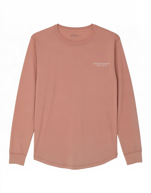 Top masculino Abercrombie & Fitch manga comprida pequeno algodão rosa