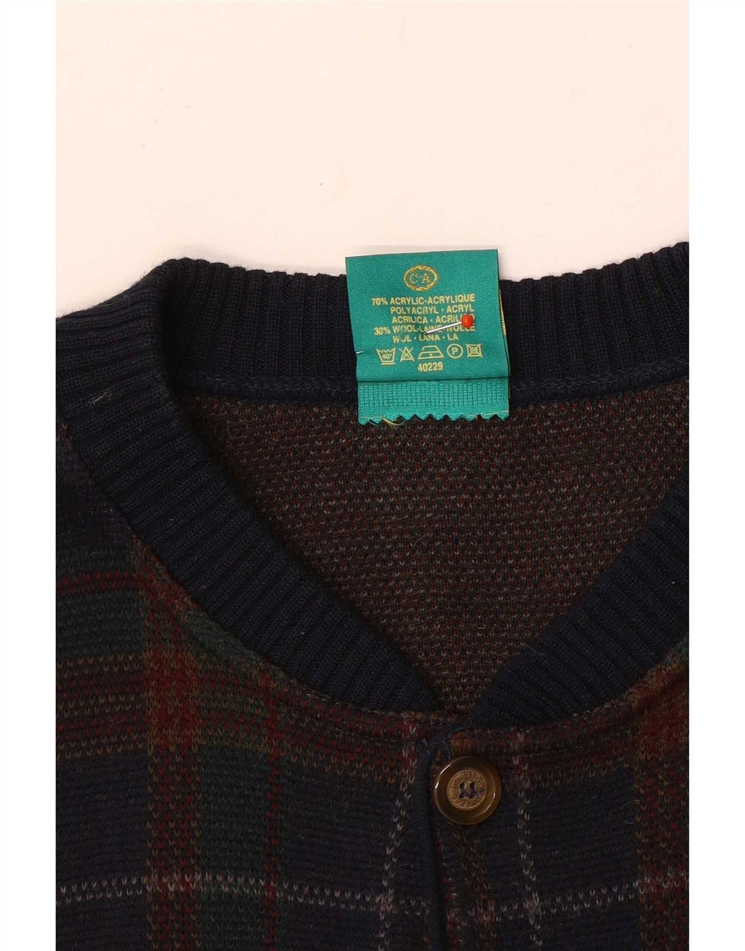 Suéter cardigã masculino Canda 2XL acrílico xadrez multicolorido
