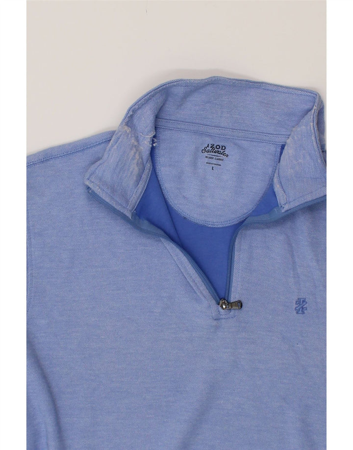 IZOD Mens Salt Water Relaxed Fit Zip Neck Sweatshirt Jumper Large Blue Vintage Izod and Second-Hand Izod from Messina Hembry 