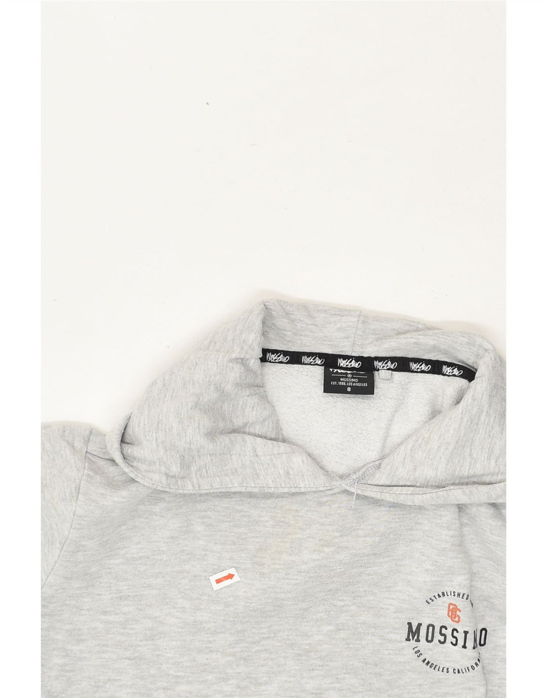 MOSSIMO Womens Graphic Hoodie Jumper UK 8 Small Grey Cotton | Vintage Mossimo | Thrift | Second-Hand Mossimo | Used Clothing | Messina Hembry 