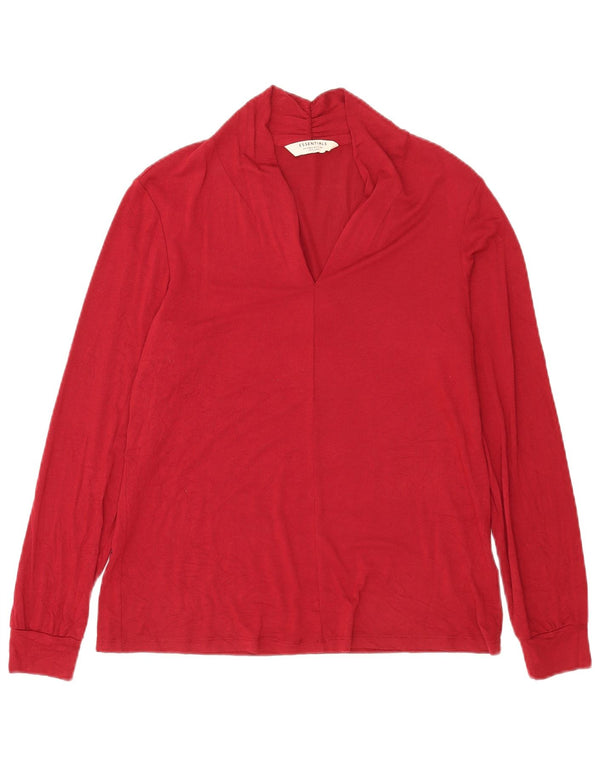 Tchibo Top feminino oversized manga comprida UE 36/38 pequeno viscose vermelha