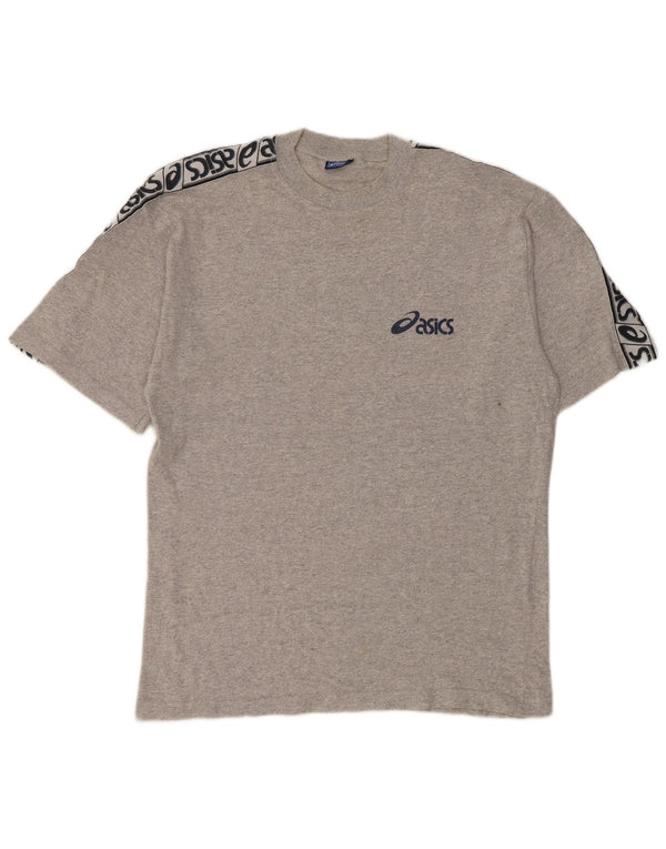 Camiseta gráfica masculina Asics Top cinza médio algodão colorblock