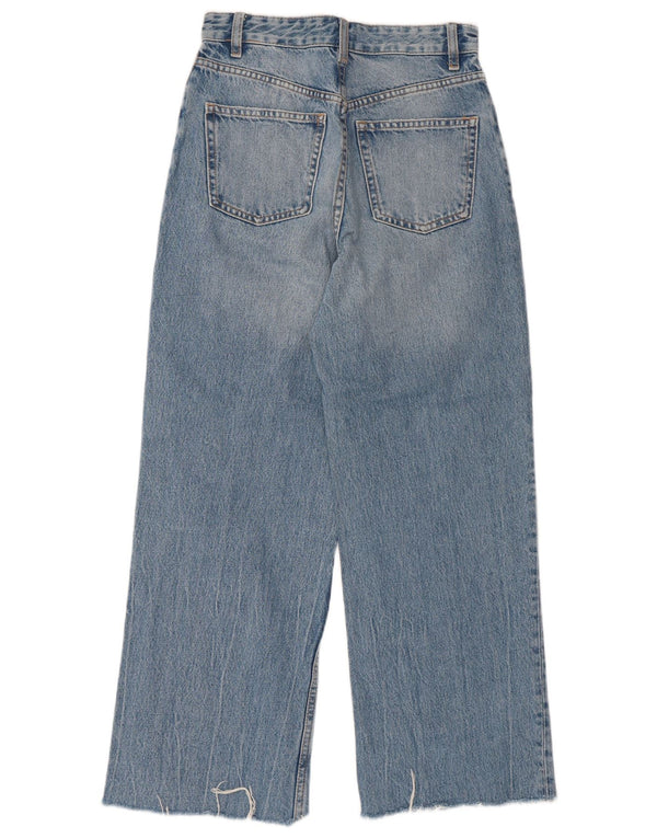 Calça jeans feminina ZARA com pernas largas desgastadas EU 36 XS W26 L27 algodão azul