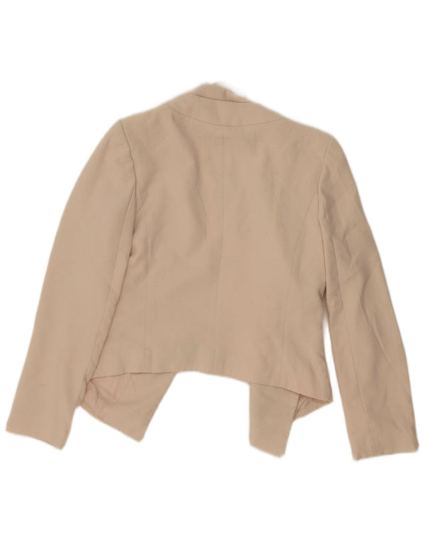 Topshop Jaqueta Blazer Feminina Crop Open UK 14 Grande Poliéster Bege