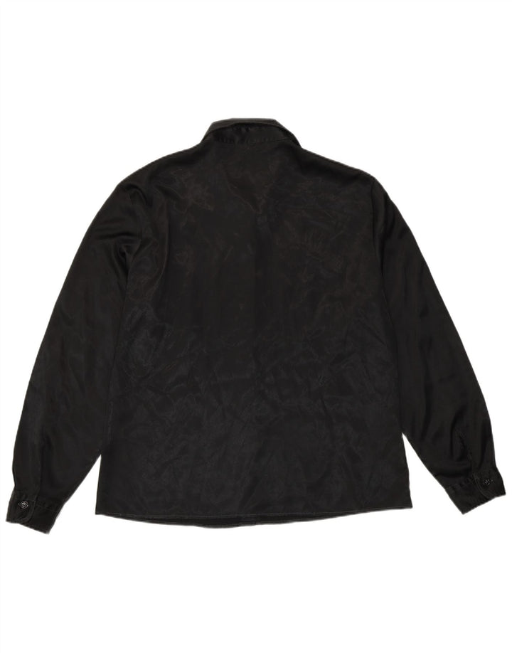 Camisa feminina Benetton IT 48 XL preta com estampa animal poliéster
