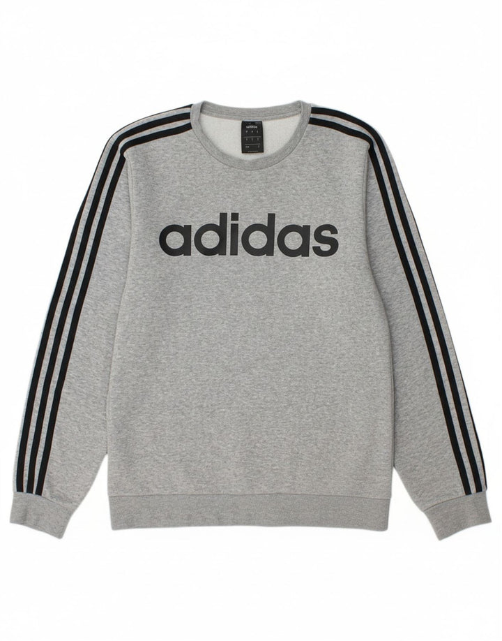 ADIDAS Mens Graphic Sweatshirt Jumper Pequeno Algodão Cinza