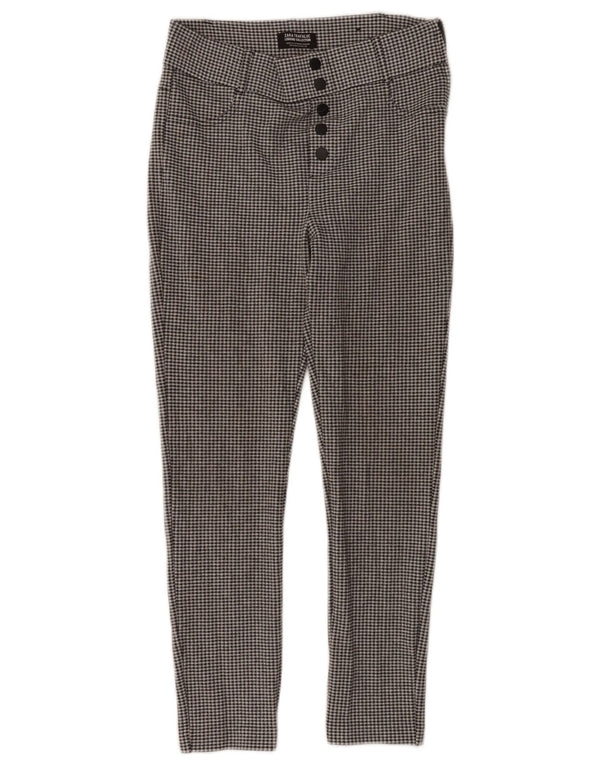 Zara Calça feminina Trafaluc cortada média W28 L26 preta Houndstooth