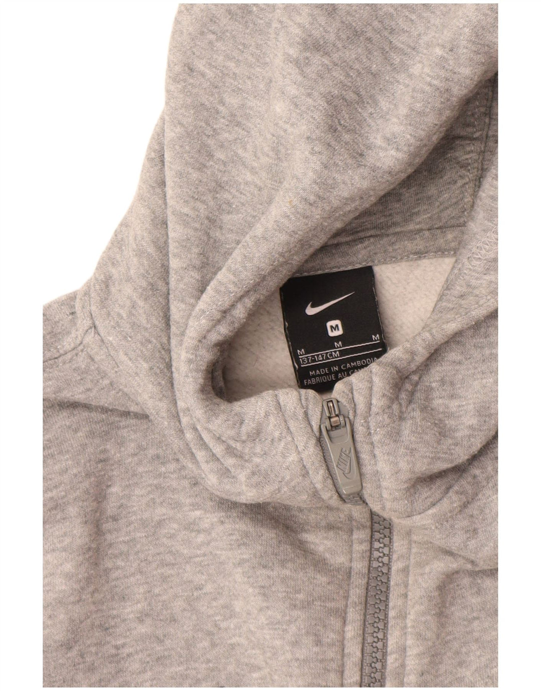 Suéter NIKE Boys Zip com capuz 10-11 anos cinza médio algodão