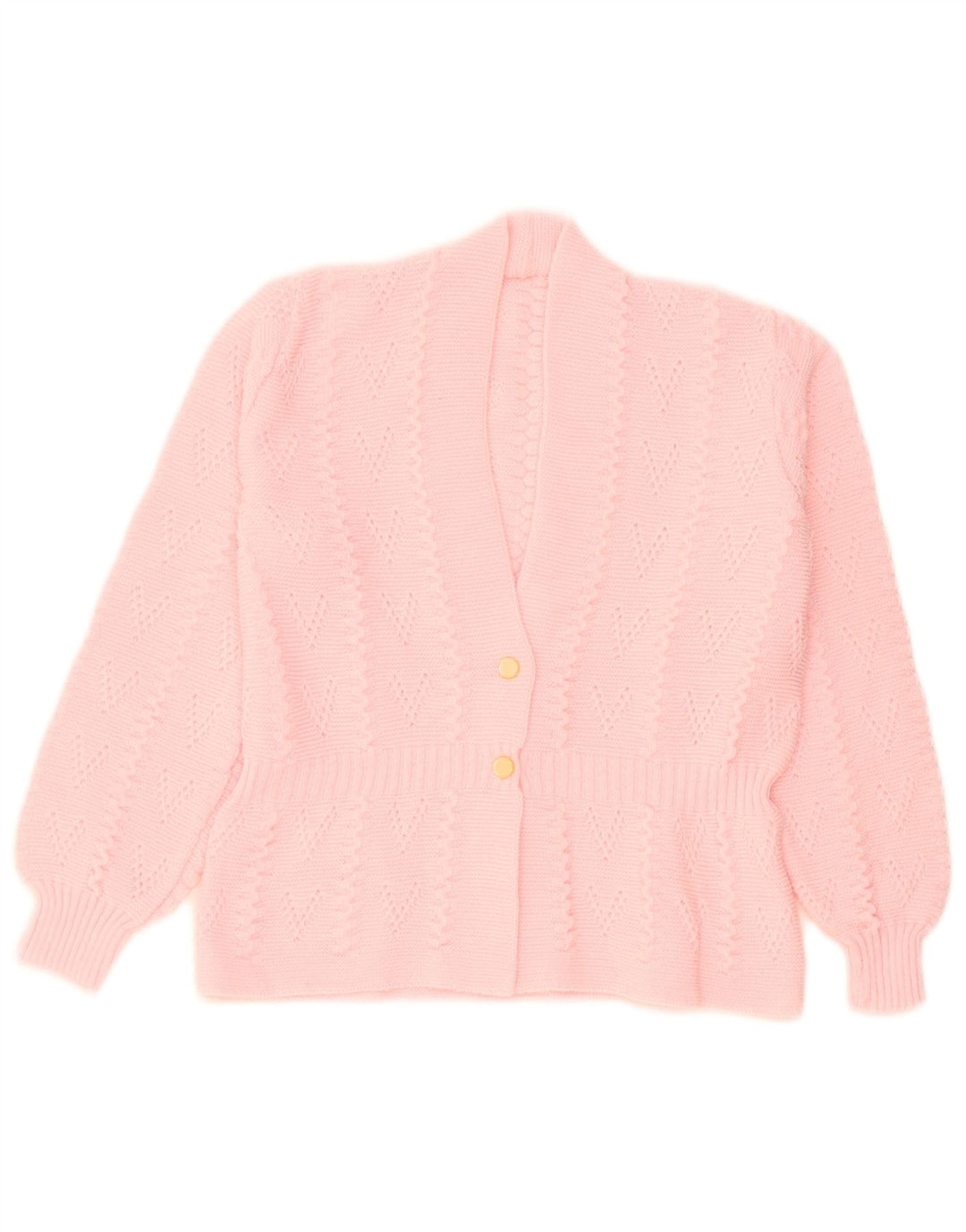 Suéter Cardigan Feminino Vintage Reino Unido 14 Acrílico Rosa Médio