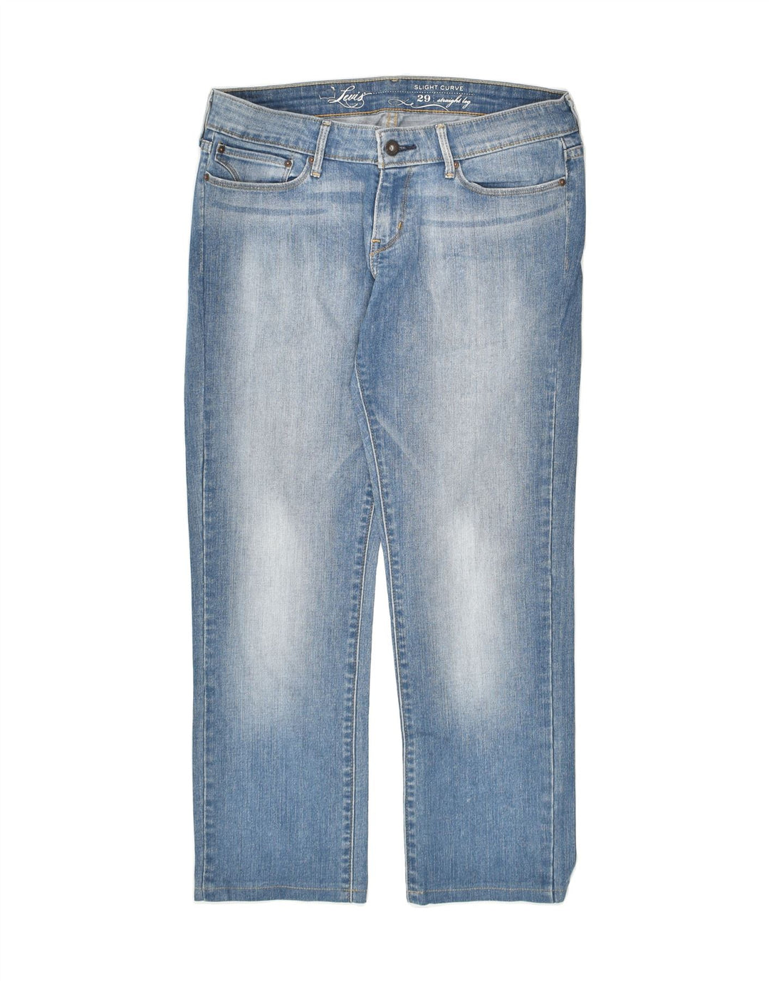 LEVI'S Womens Slight Curve Straight Jeans W29 L27 Blue Cotton | Vintage Levi's | Thrift | Second-Hand Levi's | Used Clothing | Messina Hembry 
