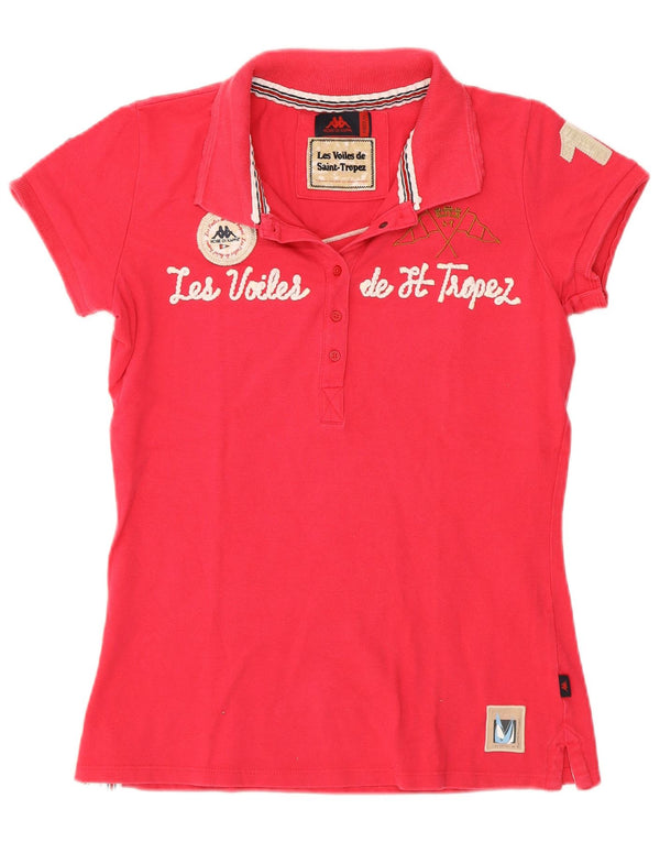 Camisa polo feminina Kappa UK 12 algodão rosa médio
