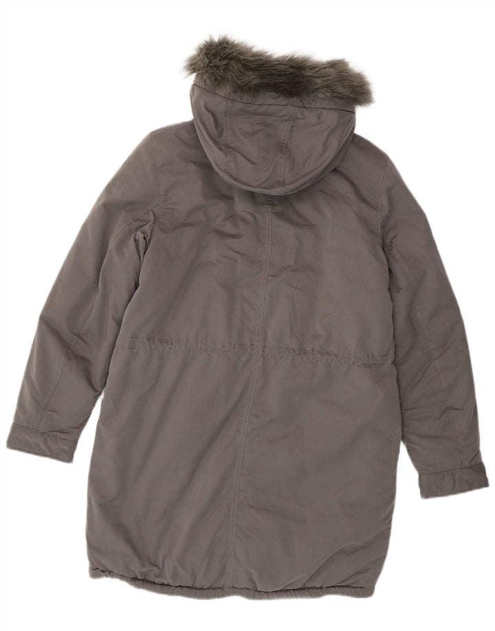 Casaco acolchoado com capuz feminino Benetton UK 14 grande cinza