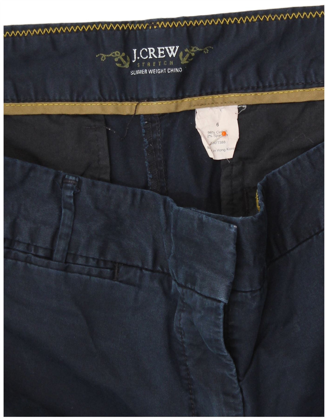 J. CREW Shorts Chino feminino US 6 médio W32 algodão azul marinho