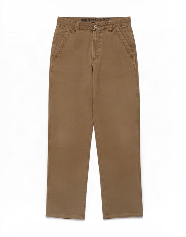 Calça chino reta masculina Murphy & Nye Sailmakers W29 L30 algodão cáqui