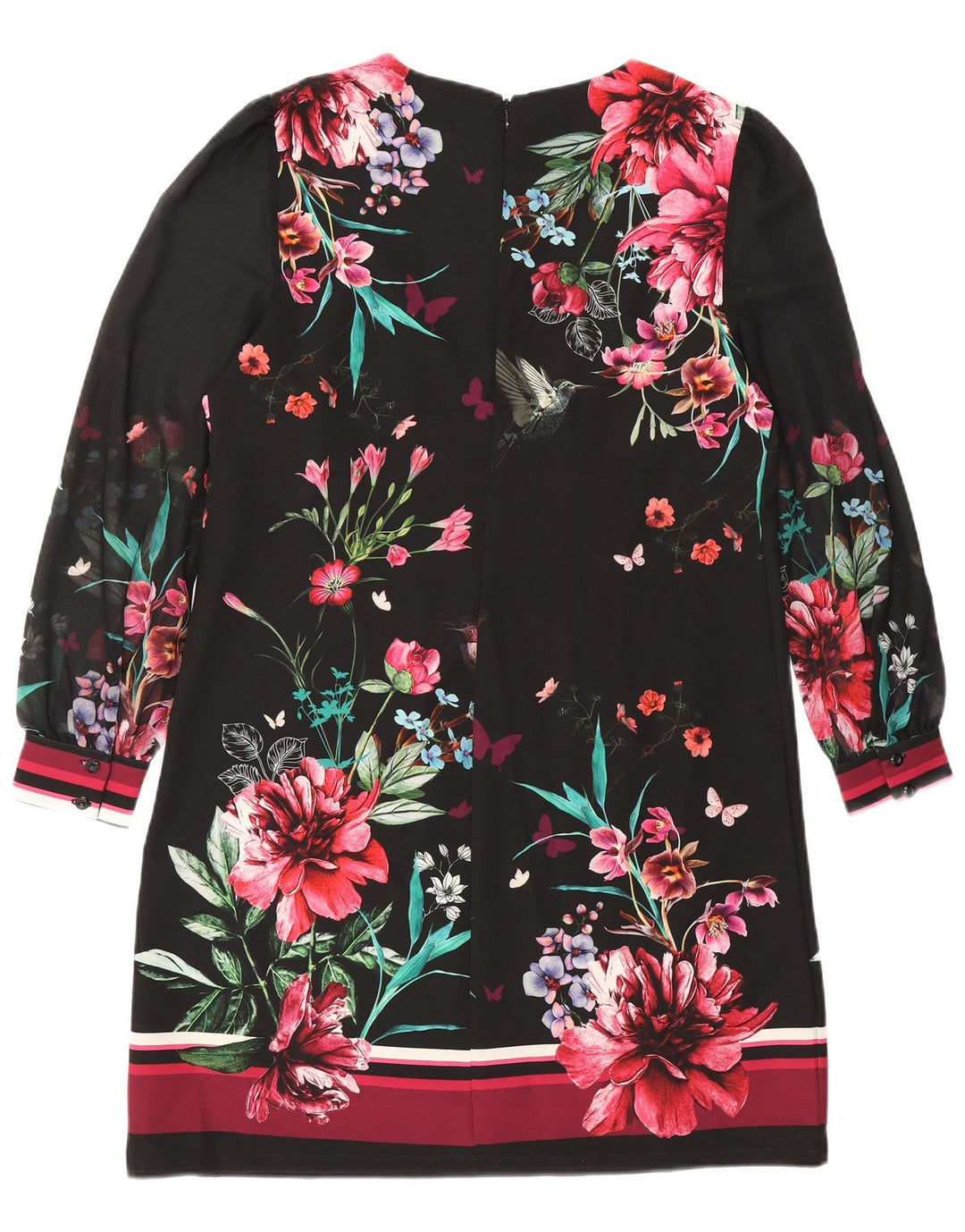Próximo Vestido feminino manga comprida Shift UK 14 grande preto floral poliéster